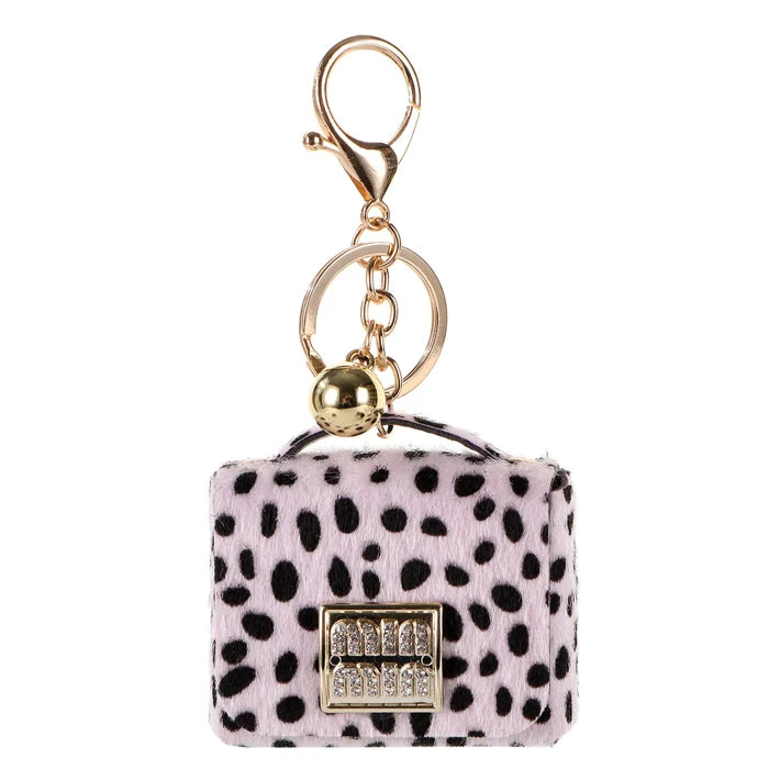 1+1 Free Birkin Inspired Mini Hand Bag - Leopard Print Bag Charm Keychain