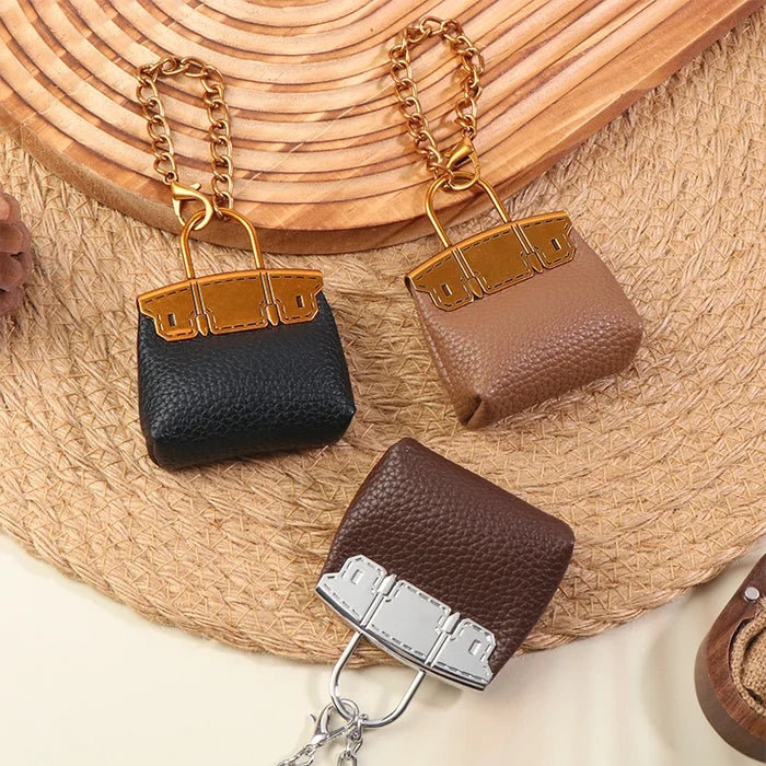 1+1 Free Birkin Inspired Mini Hand Bag - Small Bag Charm Keychain with Metal Chain