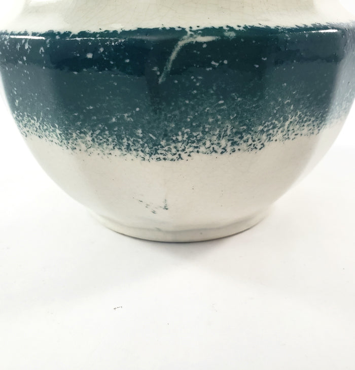 19th Century Green Spatterware Spongeware Covered Bowl