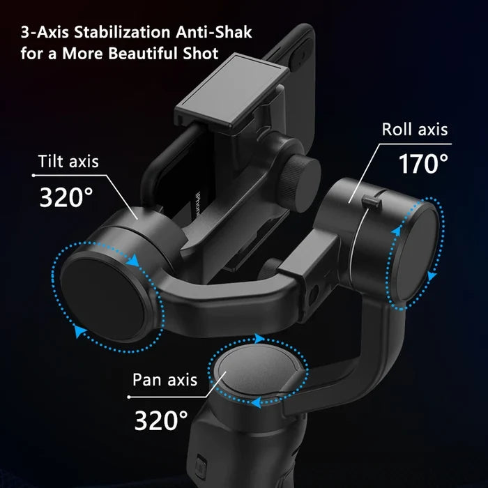 3-Axis Handheld Gimbal Stabilizer with Accessories - Anti Shake Smartphone Video Holder for Android & iPhone