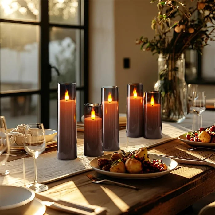 3Pcs/Set LED Flameless Candles with Remote Control - Flickering Light for Weddings & Home Decor