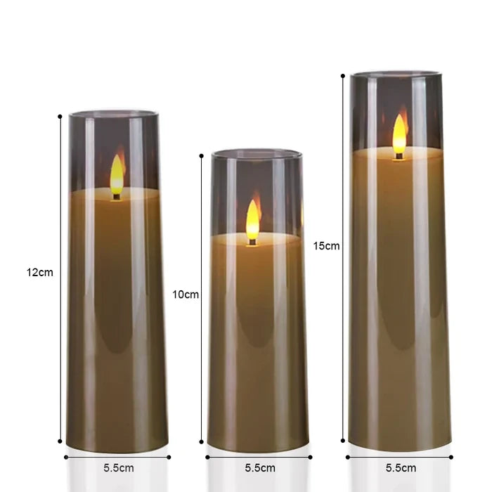 3Pcs/Set LED Flameless Candles with Remote Control - Flickering Light for Weddings & Home Decor
