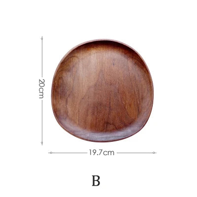5Pcs Wooden Storage Tray - Acacia Wood Irregular Oval Tableware, Solid Food Container