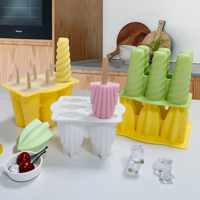 6-Hole Silicone Popsicle Molds for Homemade Ice Cream, Easy Release Ice Pop Maker with Cover and Sticks