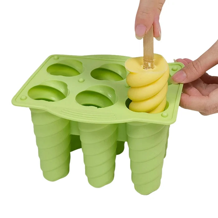 6-Hole Silicone Popsicle Molds for Homemade Ice Cream, Easy Release Ice Pop Maker with Cover and Sticks