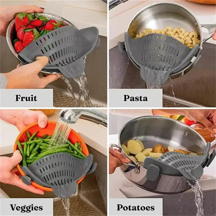 Adjustable Clip On Pot Strainer - 1pc Kitchen Strainer for Pans and Bowls