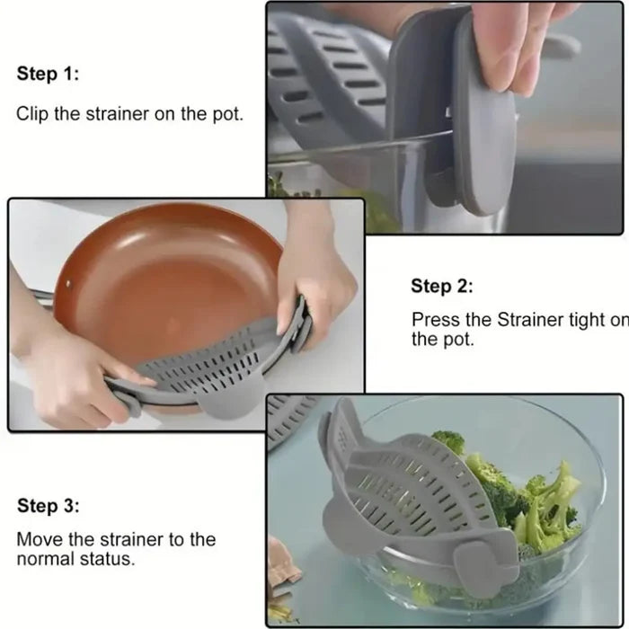 Adjustable Clip On Pot Strainer - 1pc Kitchen Strainer for Pans and Bowls