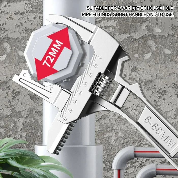 Adjustable Pipe Wrench & Nut Key - 6-68mm Home Tools for Bathroom Repair, Multi-functional Spanner