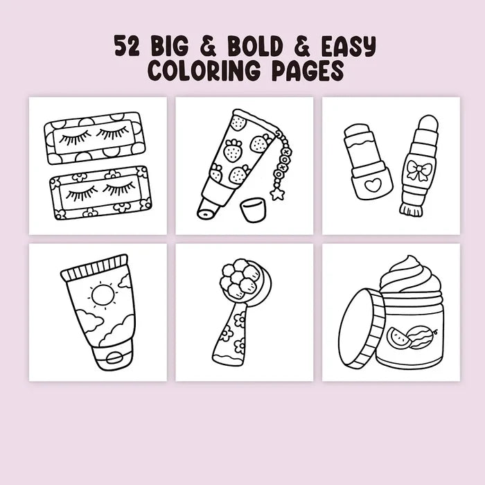 Adult Coloring Book Cosmetics Themed Bold Easy Patterns Fall 2025 Gift Idea