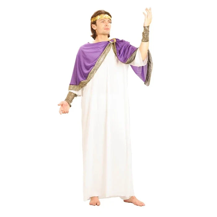 Adult Greek God and Goddess Costume Set with Headdress, Robe, and Belt for Cosplay and Halloween Events-5