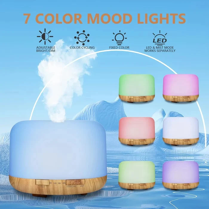 Air Humidifier Essential Oil Diffuser 500ML Ultrasonic LED Lamp