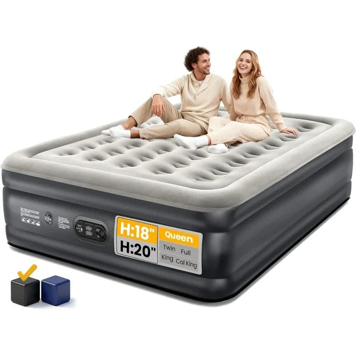 Air Mattress Queen With Built-In Pump - Inflatable Bed For Home Guests And Camping, Portable Fall 2025 Ready