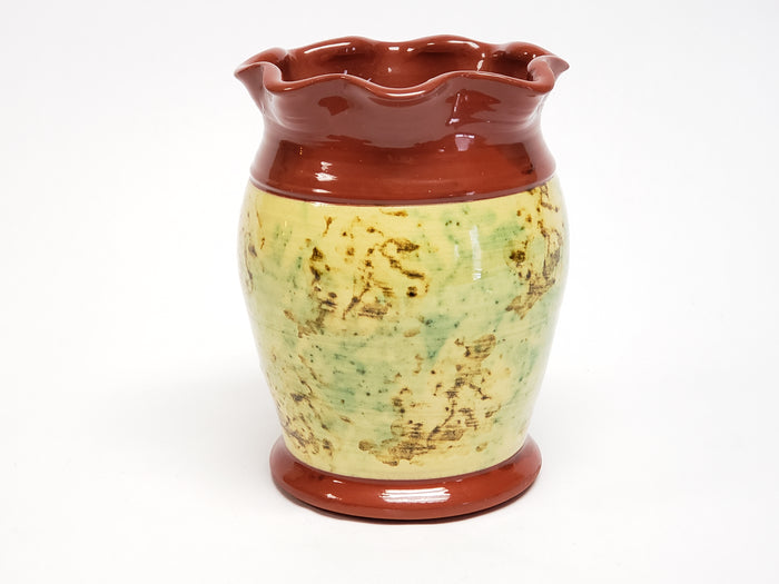 Americana Redware Pottery Vase by Jeff White Lebanon Pennsylvania, 1984 Signed