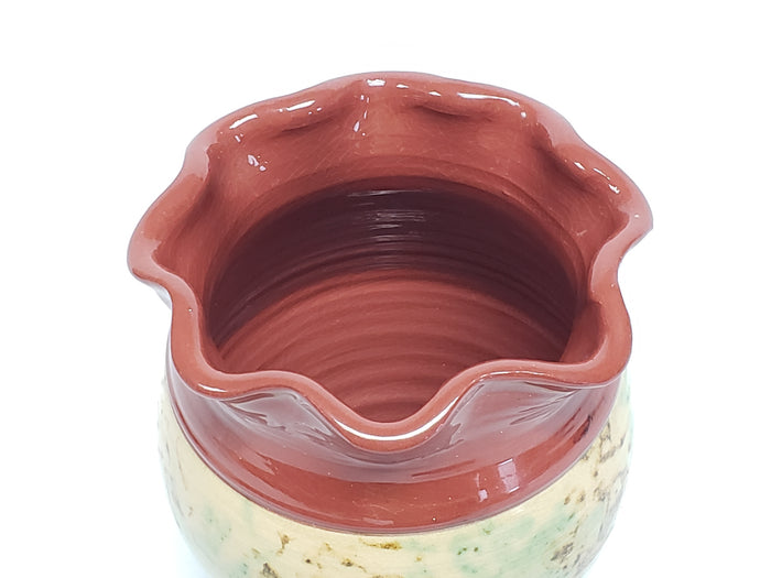 Americana Redware Pottery Vase by Jeff White Lebanon Pennsylvania, 1984 Signed