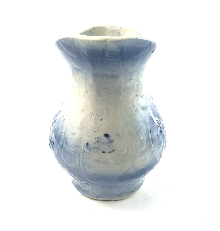 Antique Blue and White Salt Glazed Stoneware Pitcher - Ewer 7"