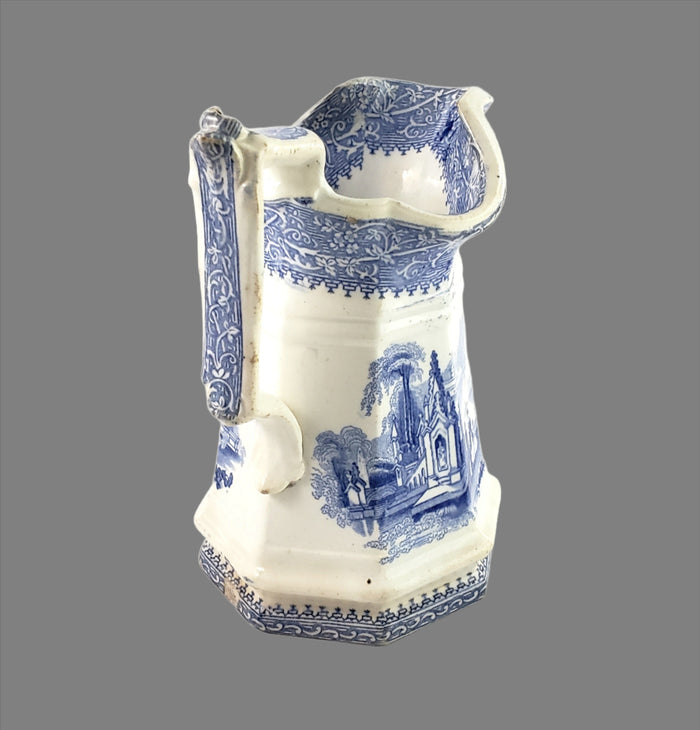 Antique Blue Transferware Creamer "Columbia" by W Adams & Sons England
