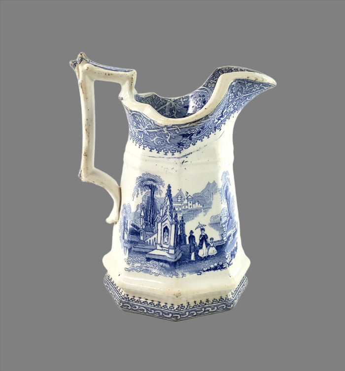 Antique Blue Transferware Creamer "Columbia" by W Adams & Sons England