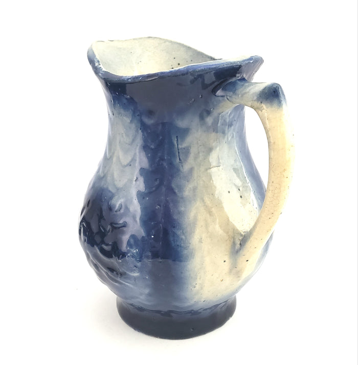 Antique Cobalt Blue Salt Glaze Stoneware Pitcher 1 Quart