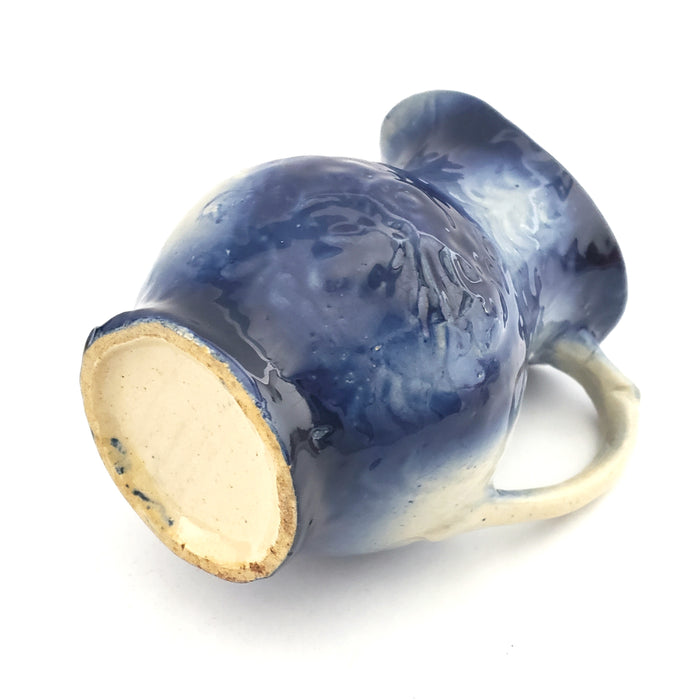 Antique Cobalt Blue Salt Glaze Stoneware Pitcher 1 Quart