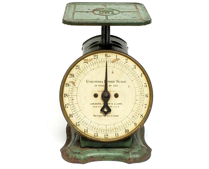 Antique Green Columbia Family Kitchen Scale Lander Frary & Clark Pat. 1907