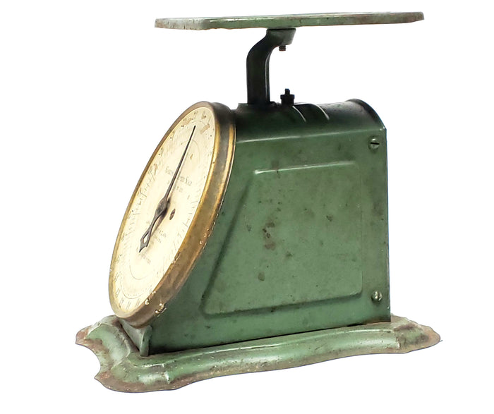 Antique Green Columbia Family Kitchen Scale Lander Frary & Clark Pat. 1907