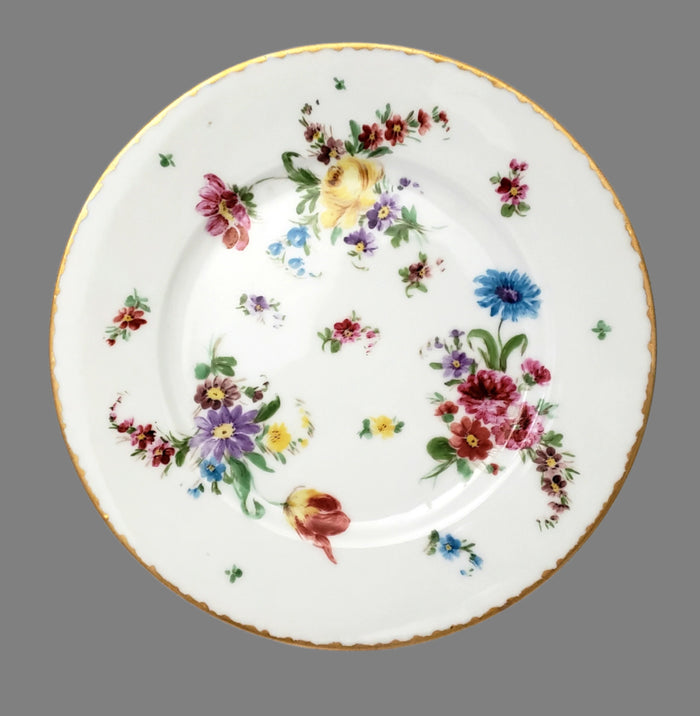 Antique Hand-Painted Luncheon Plates Floral Set of 4 by Hutschenreuther Selb Bavaria