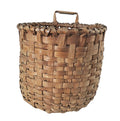 Antique Handwoven Oak Splint Gathering Basket Single Bentwood Handle