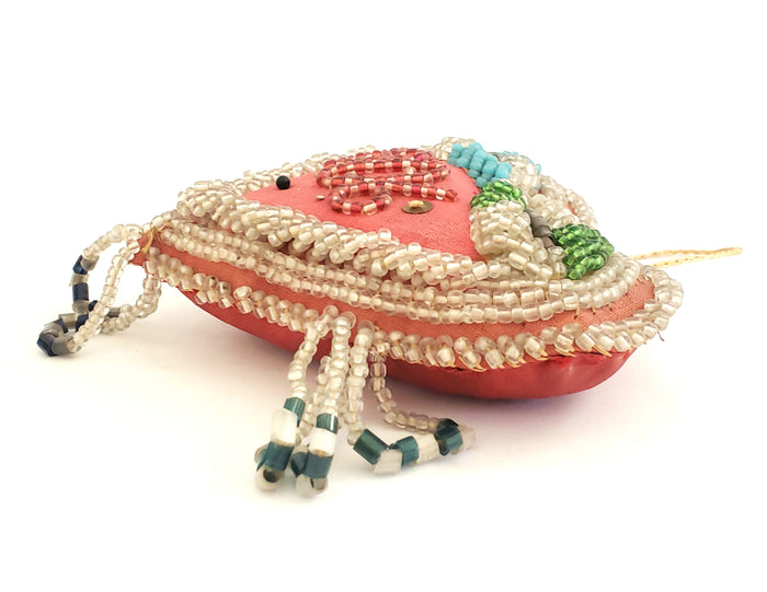 Antique Heart Shape Beaded Pin Cushion c. 1906