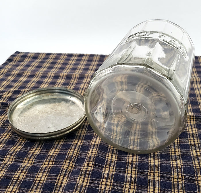 Antique Hoosier Cabinet Glass COFFEE Jar with Tin Lid