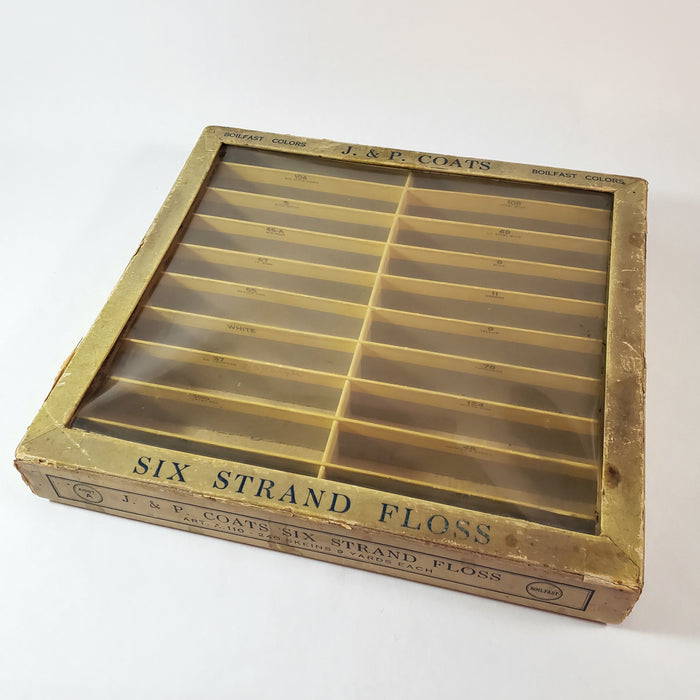 Antique J & P Coats Cardboard Display Case Boilfast Six Strand Floss Advertisement