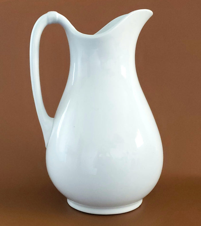 Antique Large 12 inch White English Ironstone Pitcher J & G Meakin Early Mark c. 1851-1890