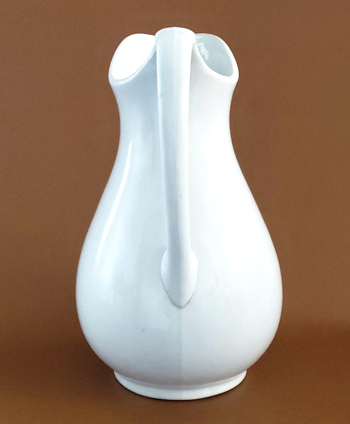 Antique Large 12 inch White English Ironstone Pitcher J & G Meakin Early Mark c. 1851-1890