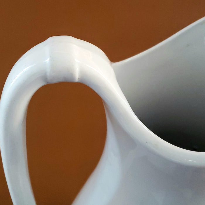 Antique Large 12 inch White English Ironstone Pitcher J & G Meakin Early Mark c. 1851-1890