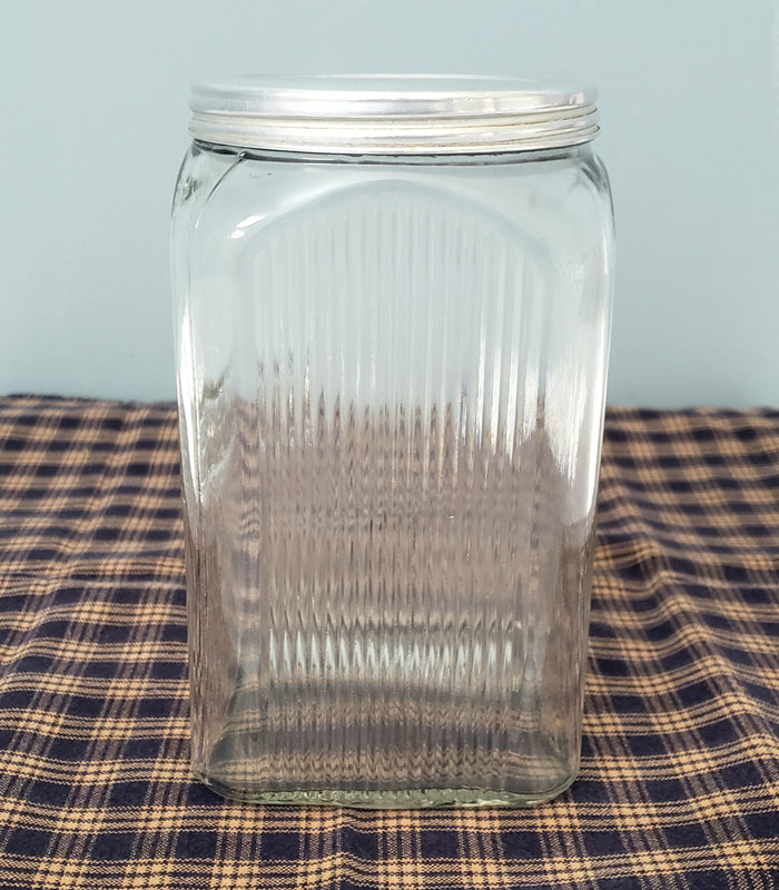 Antique Napanee Mission Clear Glass Coffee Jar with Lid Sneath Glass