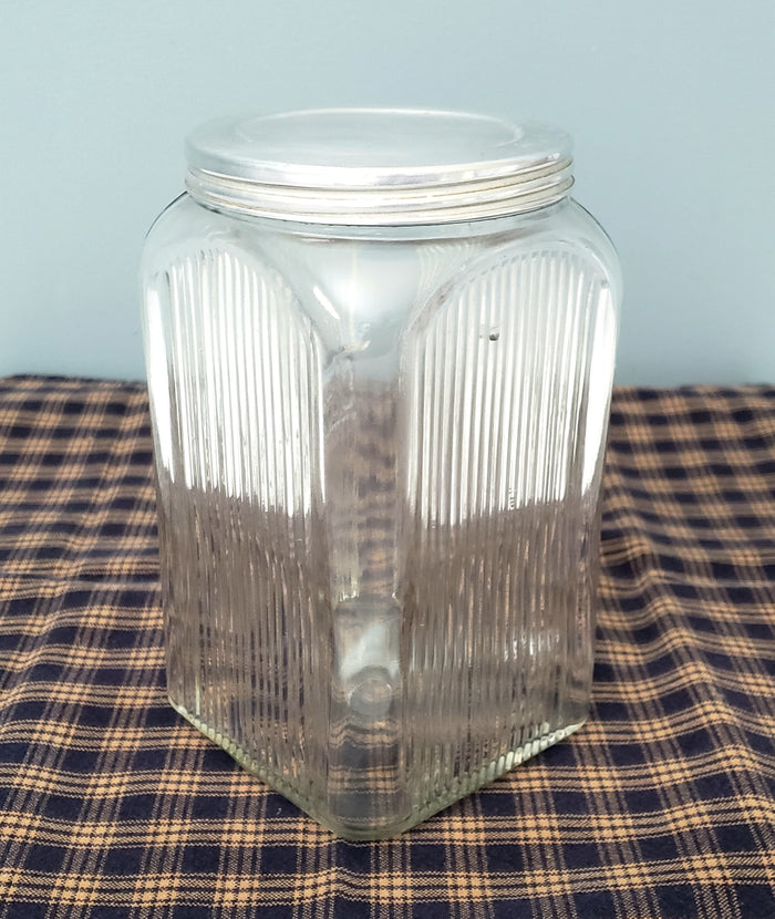 Antique Napanee Mission Clear Glass Coffee Jar with Lid Sneath Glass