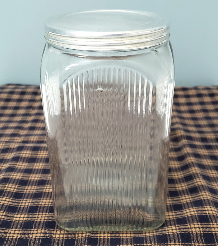 Antique Napanee Mission Clear Glass Coffee Jar with Lid Sneath Glass