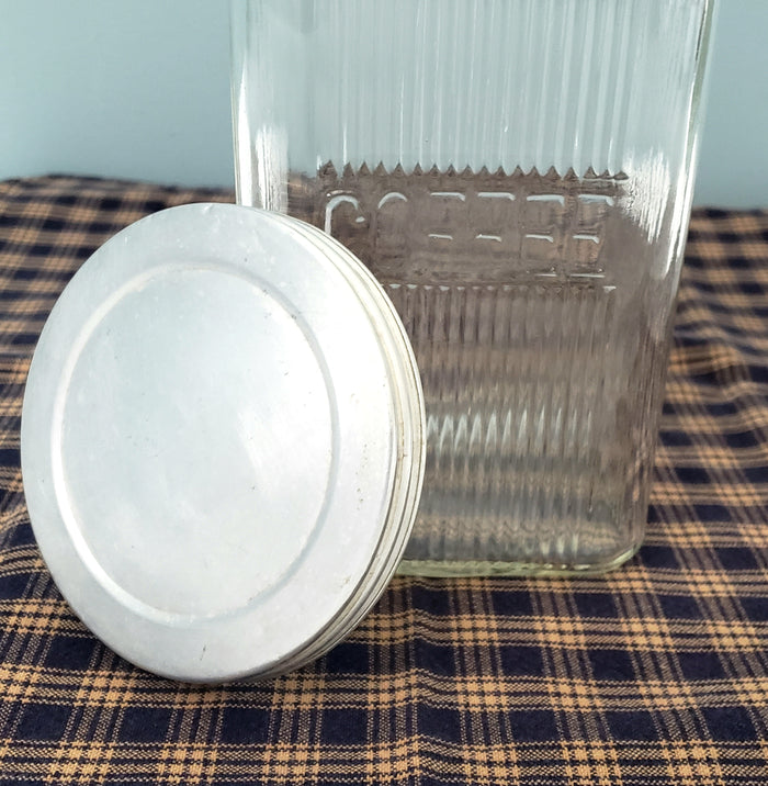 Antique Napanee Mission Clear Glass Coffee Jar with Lid Sneath Glass