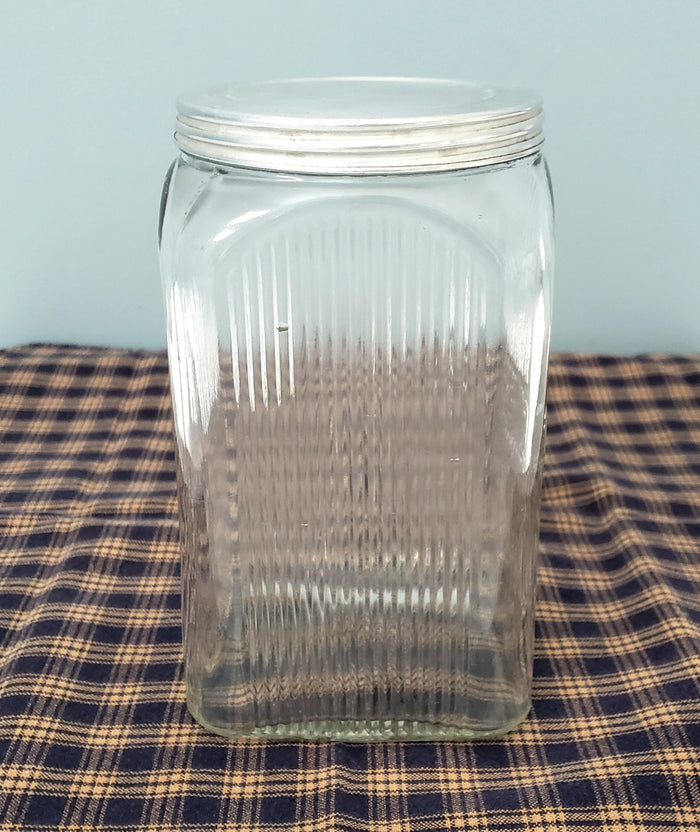 Antique Napanee Mission Clear Glass Coffee Jar with Lid Sneath Glass