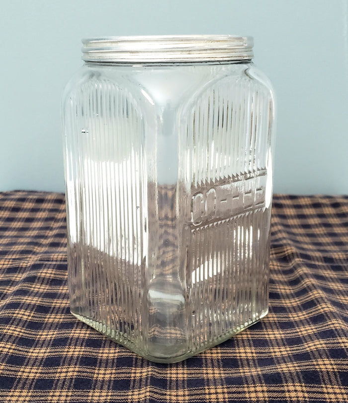 Antique Napanee Mission Clear Glass Coffee Jar with Lid Sneath Glass