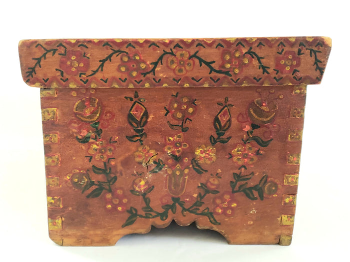 Antique Pennsylvania Folk Art Hand-Painted Wooden Box "Tulips and Floral" c. Late 1800's