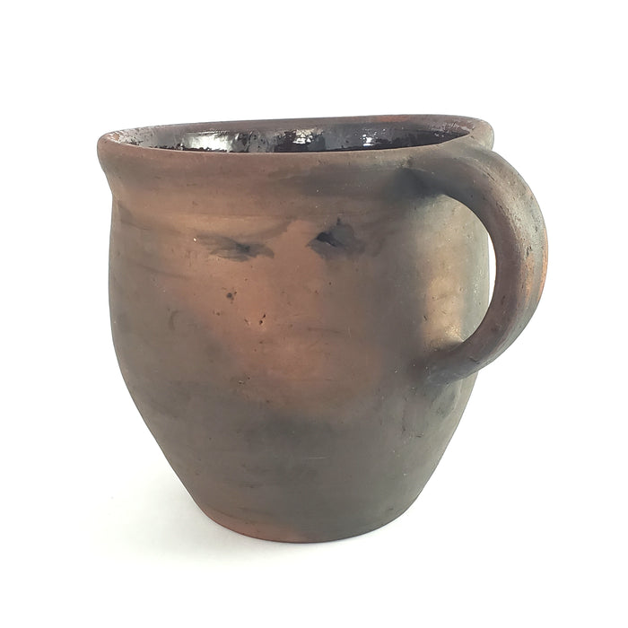 Antique Redware Pottery Crock Single Applied Handle Glazed Interior ~ Pennsylvania
