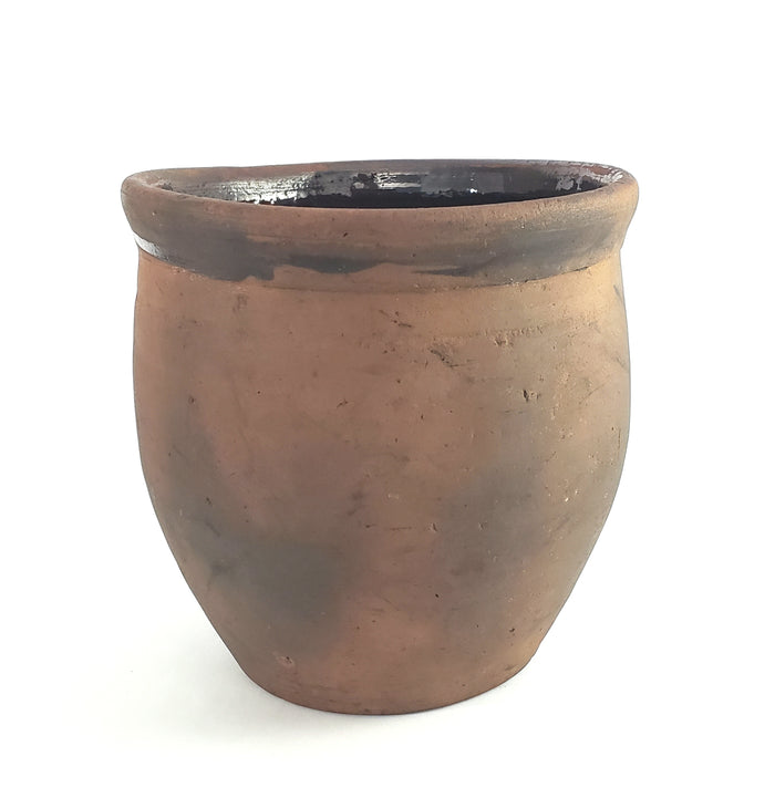 Antique Redware Pottery Crock Single Applied Handle Glazed Interior ~ Pennsylvania