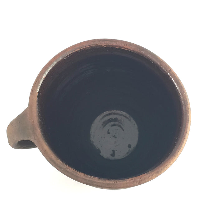 Antique Redware Pottery Crock Single Applied Handle Glazed Interior ~ Pennsylvania