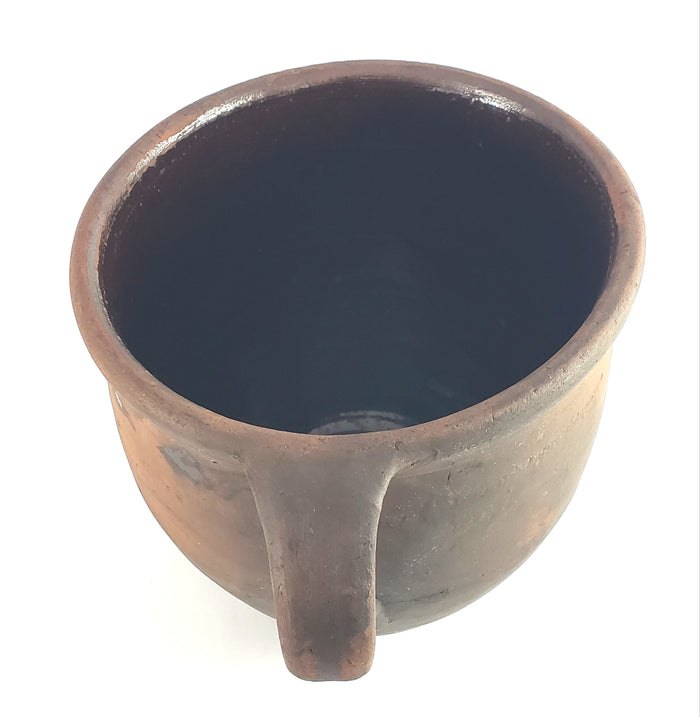 Antique Redware Pottery Crock Single Applied Handle Glazed Interior ~ Pennsylvania