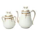 Antique White & Gold Teapot & Sugar Bowl Set Cable Shape Twisted Rope and Ring Hope & Carter Staffordshire England