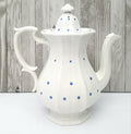 Antique White Granite Ironstone Teapot Blue Flower Heads 11" William Ridgway & Co. England