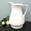 Antique White Ironstone Pitcher Large 12" Scalloped Rim James Edwards Burslem England