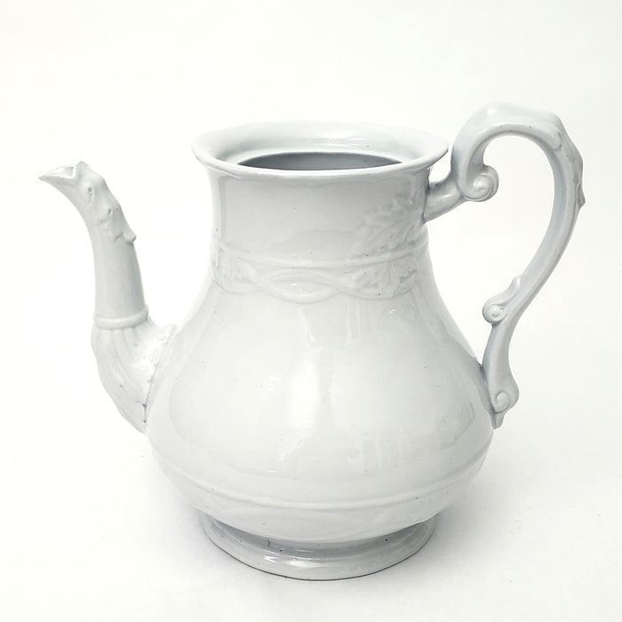 Antique White Ironstone Teapot 2 Quarts No Lid