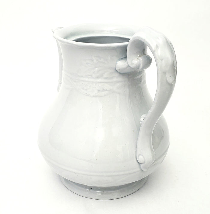 Antique White Ironstone Teapot 8 Cups No Lid