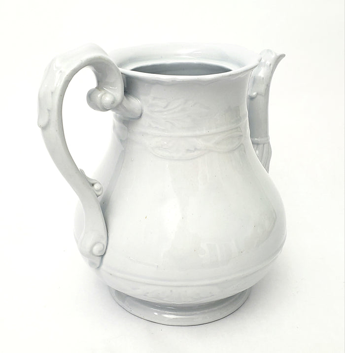 Antique White Ironstone Teapot 8 Cups No Lid